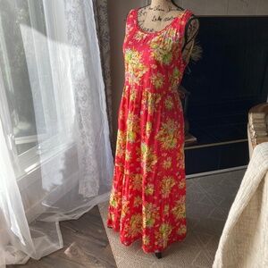 April Cornell Bermuda Dress in Deep Coral, Sz L COTTON